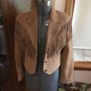 fringe pioneer coat. genuine leather interior